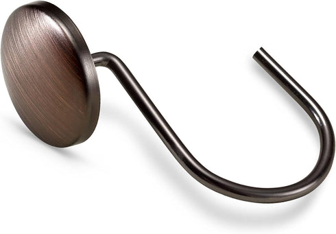 CHICTIE Bronze Shower Curtain Hooks Rings - Oil Rubbed Metal Rust Resistant Decorative Shower Curtain Hooks, Set of 12