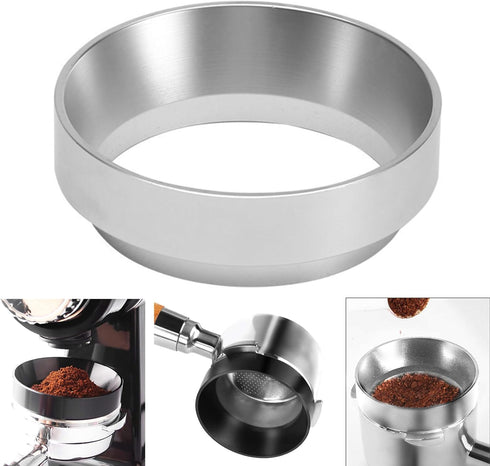 1pc Espresso Dosing Funnel, Aluminum Coffee Dosing Ring for Home Coffee Bar (51mm, Silvery)