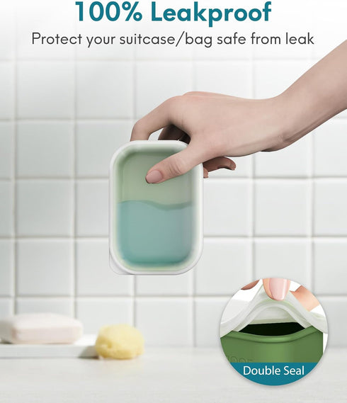 Quatish Compact Leakproof Travel Soap Case, Silicone Soap Box with Draining Layer, Enhanced Soap Container, Suitable