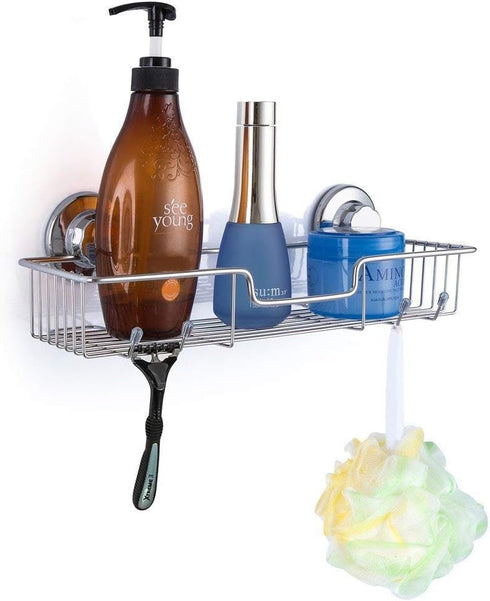 iPEGTOP 3in1 Suction Cup Shower Caddy Bath Wall Shelf + Soap Dish Holder, Rustproof Stainless Steel Bathroom Storage