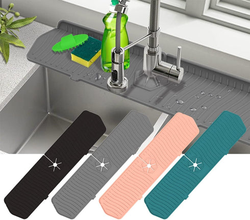2 Pack Kitchen Faucet Sink Splash Guard, 24" x 5.6'' Silicone Faucet Water Catcher Mat for Countertop, Bathroom, RV