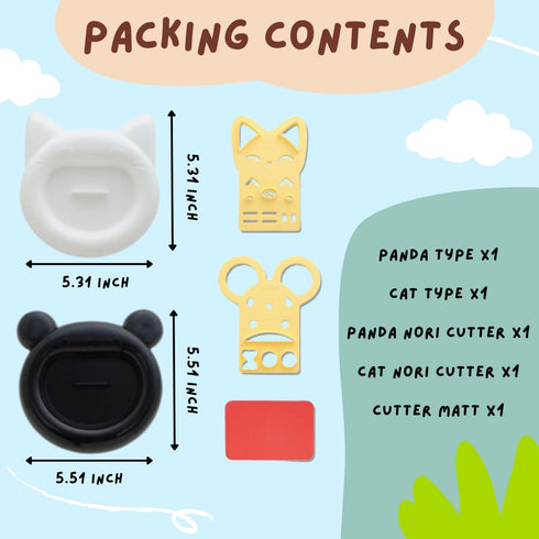 Animal Rice Mold Set Cute Animal Shapes, DIY Bento Lunch Decoration Tool, Japanese Kitchen Accessory