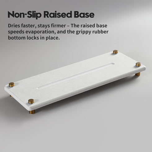 Razborci Counter 12.5" 4.5" Water Absorbing Stone Sink Caddy Kitchen Sink Organizer Tray, Diatomite Bathroom Tray, Gold
