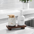 Small Wood Tray Pedestal Stand - Decorative Wooden Riser for Bathroom, Kitchen Soap Dish Holder, Walnut