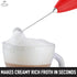 Zulay Double Grip Milk Frother with Holster Stand Handheld Electric Coffee Frother, One-Touch Foam Maker Detachable SS