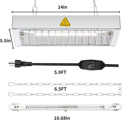 VORIGY 600W 1 Pack Heat Lamp for Chickens, Large Chicken Coop Heater, Adjustable Temp and Height, No Assembly Brooder