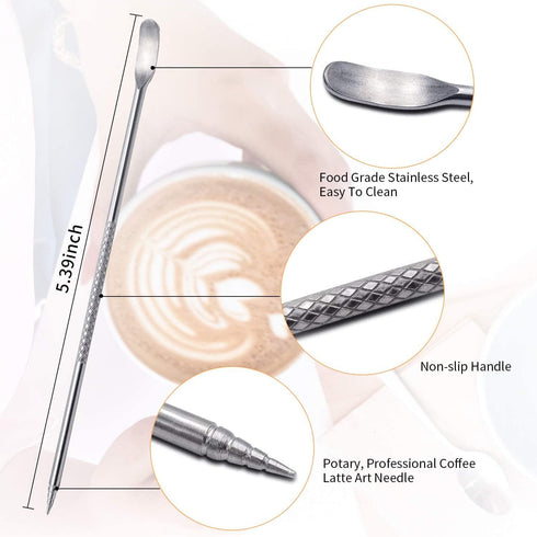 Stainless Steel Espresso Milk Frothing Pitcher, 20OZ/600ML Coffee Frother Cup with Decorating Art Pen for Espresso