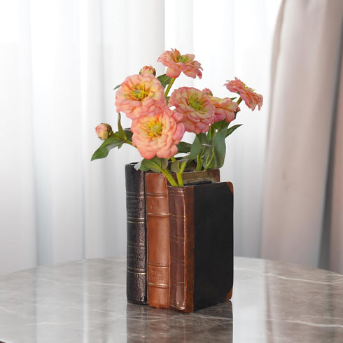 5.5 4.5 7.5 Inch Guichifun Book Shaped Vase for Flowers - Resin Decorative Vase Classical Fake Books for Bookshelf