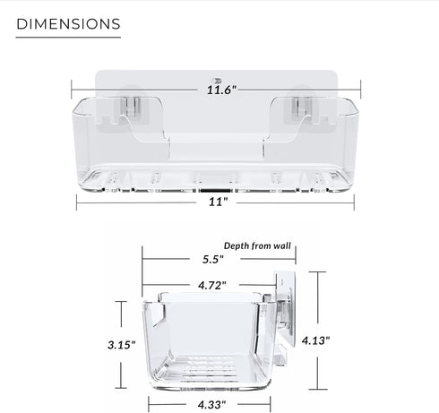 COLINCH Bathtub Toy Storage Clear Bath Toy Holder with Drainage Holes, Wall-Mounted No-Drill Organizer for Kids Tub