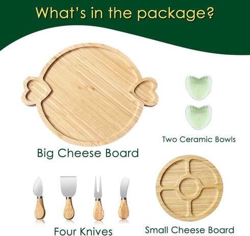 Charcuterie Boards Gift Set: Bamboo Cheese Board Set - Unique Gifts for Mom, Housewarming, Wedding, Bridal Shower