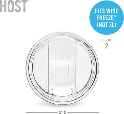 Host Wine Freeze Replacement Lids for Tumblers - Set of 2, Sliding Tab Closure for Travel Cup