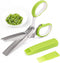 Herb Scissors with 5 Blades and Cover - Multipurpose Kitchen Shears for Cutting and Stripping, Green