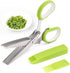 Herb Scissors with 5 Blades and Cover - Multipurpose Kitchen Shears for Cutting and Stripping, Green