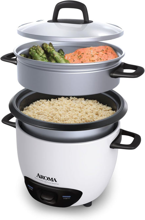 14-Cup (7-Cup (ARC-747-1NG),White Aroma Housewares (Cooked) UNCOOKED) Pot Style Rice Cooker and Food Steamer