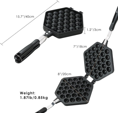 MAOPINER Bubble Waffle Maker Pan Waffle Cake Mold Pot Non-stick Double Side Egg Waffle Maker for Breakfast Lunch Household Cafe Restaurant Cake Shop