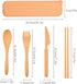 Reusable Utensils Set with Case, 4 Sets Wheat Straw Travel Cutlery Set, Portable Spoon, Knife, Fork for Kids Adults