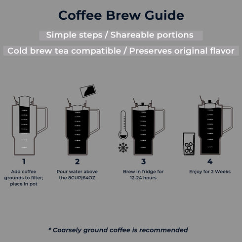 68oz Aquach Cold Brew Coffee Tea Maker, Glass Pitcher & Stainless Steel Filter, Dishwasher Safe Iced Coffee Tea Maker