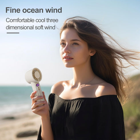 Portable Handheld Fan - Speed Adjustable Turbo Mini Fan, 4000mAh Rechargeable for Camping, Women, White