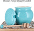 Cottage Creek Honey Jar Keeper, Porcelain Honey Pot with Lid and Wooden Dipper, Honey Storage Container