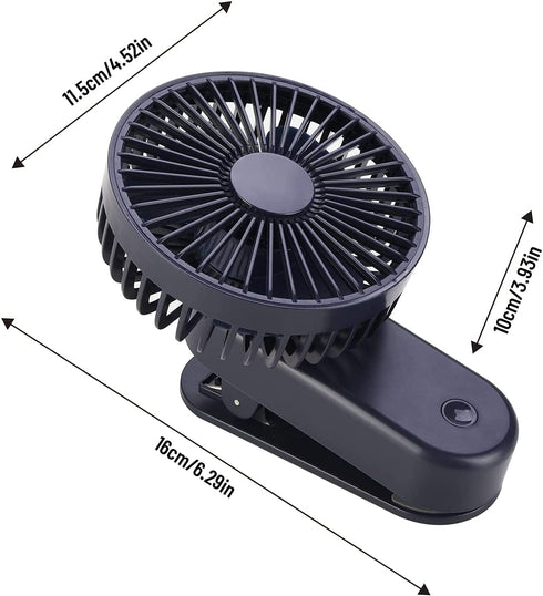 Portable Mini Clip on Fan, 4000mAh Rechargeable USB Battery Operated Stroller Fan, Royal Blue