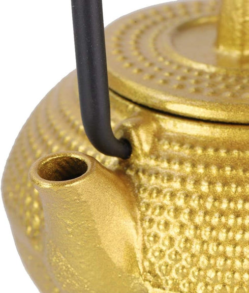 Japanese Cast Iron Teapot, Gold Tetsubin Tea Kettle, 50ml Mini Teapot Kettle, Traditional Japanese Teapot with Handle