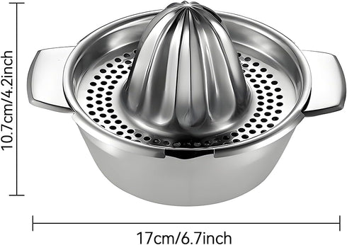 Pebipoo Lemon Orange Squeezer, Manual Juicer Stainless Steel Citrus Juicer Hand Press Lemon Squeezer with Bowl Juicer
