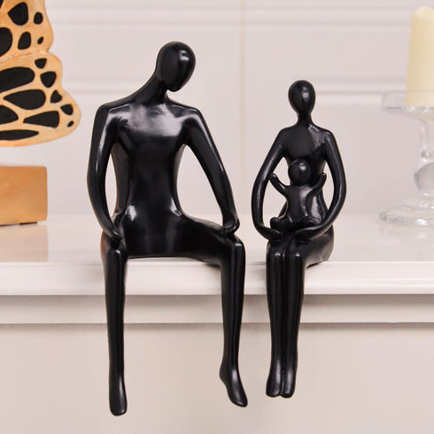 Set 3 Quoowiit Black Bookshelf Decor Family Sculpture, Abstract Art Ornament Coffee Table Decor, Modern Aesthetic