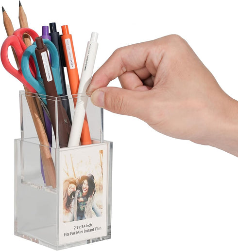 Polaroid Frame for Photos, 2 Pack Instax Mini 4-Side Desk Photo Frame Holder for Fujifilm Film, Makeup Organizer