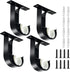 TOKPLNU Ceiling Curtain Rod Bracket, 4 Pack Heavy Duty Holders, Aluminum Alloy, Black Ceiling Hooks for 1 Inch Rods