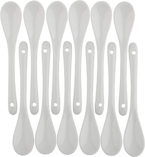 Porcelain Egg Spoons Set of 12, Ceramic Spoons for Soft-Boiled Eggs, Coffee, Tea, Desserts