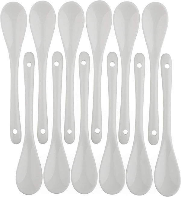 Porcelain Egg Spoons Set of 12, Ceramic Spoons for Soft-Boiled Eggs, Coffee, Tea, Desserts