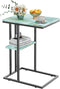 Katrawu C Shaped End Side Table, Couch Sofa Table for Small Space, Snack