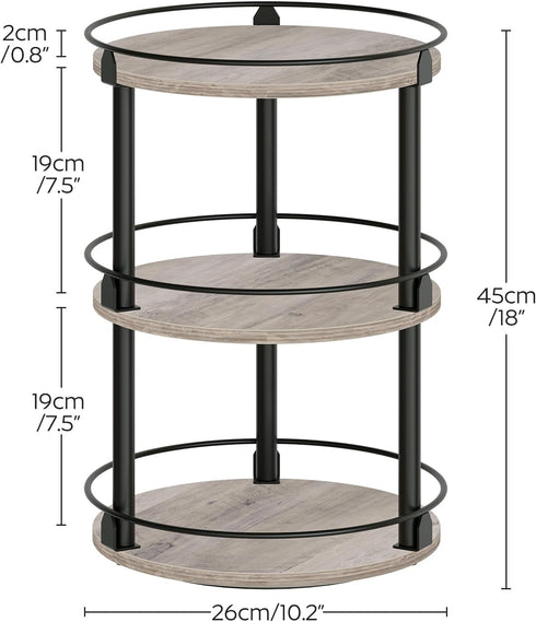 3-Tier Countertop, SR23BG YATINEY Lazy Susan Organizer, Rotating Spice Rack, Spinning Organizer, Industrial Turntable