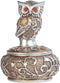 George S. Chen Imports SS-G-54365, 4 Inch Silver and Bronze Owl Trinket Box with Red Gems