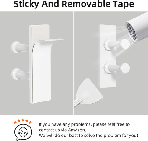 Shower Hook Inside Razor Holder - Adhesive Waterproof Wall Hook for Hanging Shower Accessories, White 4-Pack