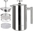 Secura French Press Coffee Maker, 304 Grade Stainless Steel Insulated Coffee Press, 17oz (0.5 Litre), Silver