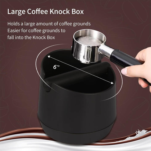 6 Inch Large Capacity Espresso Knock Box Tamping Mat, Espresso Machine Accessories Set of 2 with Removable Knock Bar