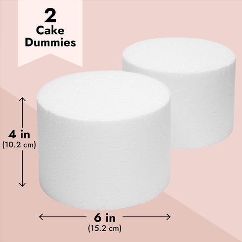 Bright Creations 2-Pack Foam Cake Dummies, Round Foam Cylinders 6 x 4 In for Cake Decorating, Crafts & Parties