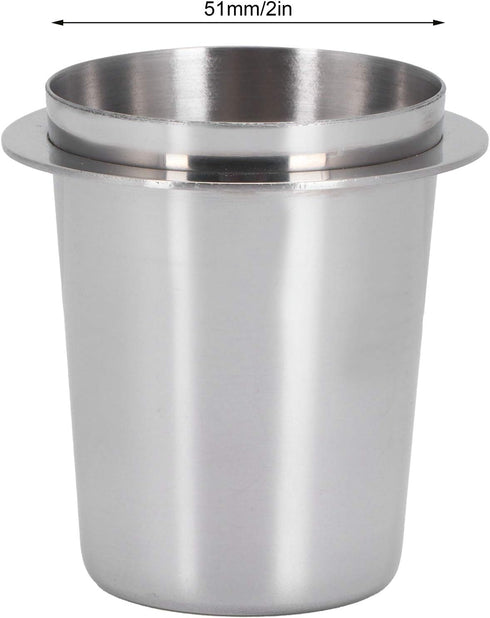 Coffee Dosing Cup, 51mm Stainless Steel Mug for Coffee Machine Handle, Coffee Powder Feeder for Milk Tea Shops, Homes,