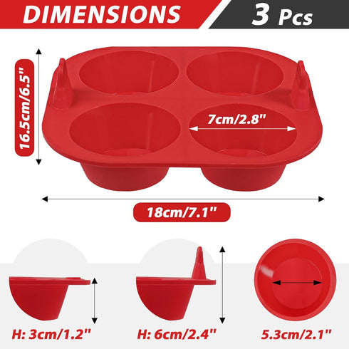 Webake 3PCS Non-Stick Silicone Air Fryer Muffin Pan, 4 Cavity Baking Cups, BPA Free, Food Grade Tins