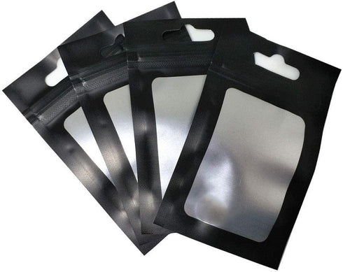 PABCK 100 Pieces Resealable Airtight Matte Window Zipper Lock Bags, 2.3x3.9 inch (Inside Size 1.9x2.5 inch) for Food