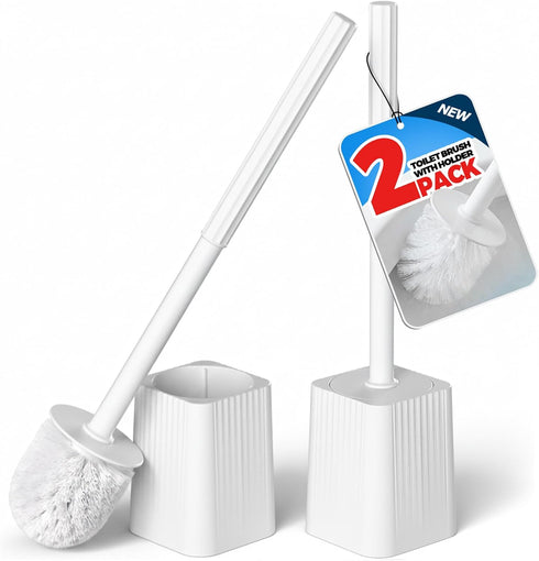 FORASTO 2Pack Toilet Bowl Brush and Holder Set - Toilet Scrubber Brush,Cleaning