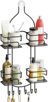 SRIWATANA Hanging Shower Caddy Over Head, Bathroom Shower Organizer Rack Holder with Hooks for Razors, Black