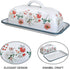 7.5 Inch Countertop Enameled Farmhouse Vintage Butter Dish with Lid, Durable Kitchen Food Storage Container