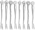 8Pcs 4.9 Inch Stainless Steel Flower Forks, Small Pickle Dessert Cake Forks for Banquet Party Seafood Cocktail