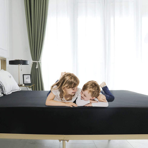 COSMOPLUS Twin Fitted Sheet Only, 4 Way Stretch Micro-Knit, Snug Fit for Standard Mattress and Air Bed, Black