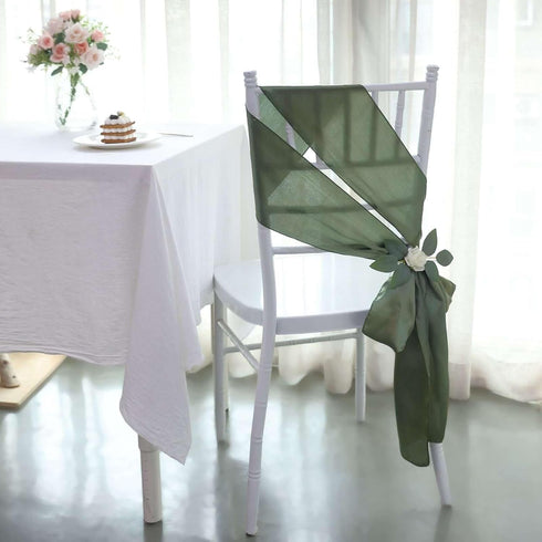 5pcs 6 x106 Efavormart Eucalyptus Sage Green Satin Chair Sashes Tie Bows for Wedding Events Decor Chair Bow Sash Party