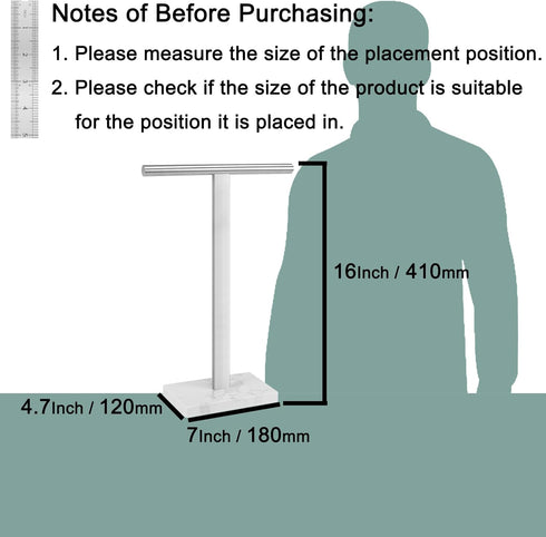 Hand Towel Holder, T-Shape Free-Standing Towel Bar for Bathroom Kitchen Countertop, 304 Stainless Steel (16IN-Marble