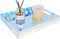 ROYALITA Iridescent Acrylic Tray with Handles, 12X9 Inch Serving Tray Spill Proof,