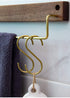 YANGQIHOME 6 Pieces, Gold Brass S Shaped Hooks, Coat Clothes Towel Hangers, Kitchen Rack Hooks